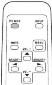 POWER INPUT MUTE VOL + MENU BRIGHT- BRIGHT+ VOL -