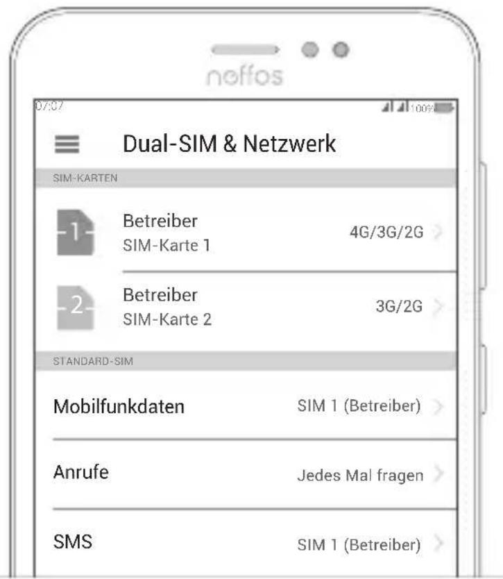NEFFOS C7 - Dual-SIM-Einstellungen - 1