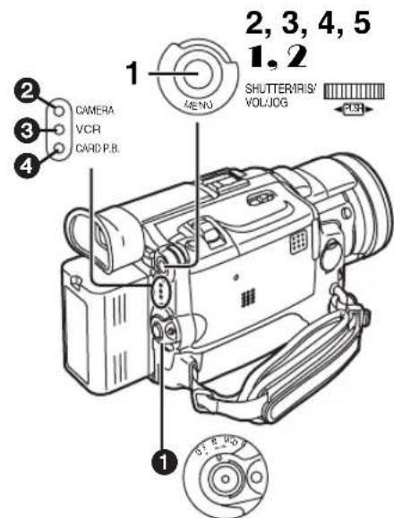 2, 3, 4, 5 1, 2 CAMERA VCR CARD P.B. MENO SHUTTER/IRIS/ VOLJOG P.S.I 1 ST. R. WO.P.