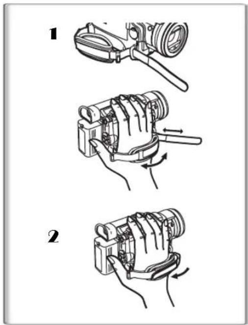 Technical diagram showing three-step installation of a mechanical device with labeled steps 1 and 2.