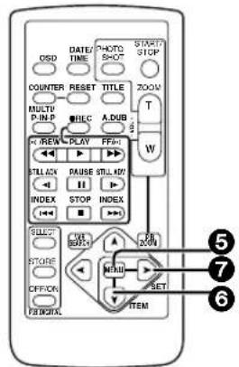 OSD DATE/TIME COUNTER RESET TITLE MULTI-P-IN-P MILC A.DUB H RENEW PLAY FFAW STILL/ACK PAUSE STILL/ACK INDEX STOP INDEX SELECT CH/SET STORE OFF/ON PADC/PLL START STOP ZOOM T W 5 7 6 ITEM