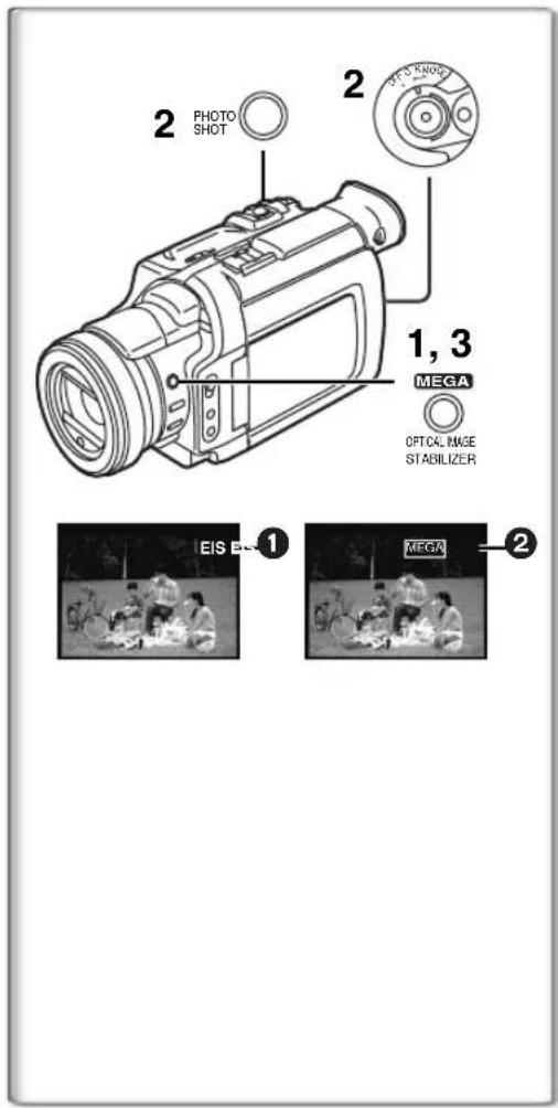 2 PHOTO SHOT 2 1, 3 MEGA OPTICAL IMAGE STABILIZER EIS Box 1 MEGA 2