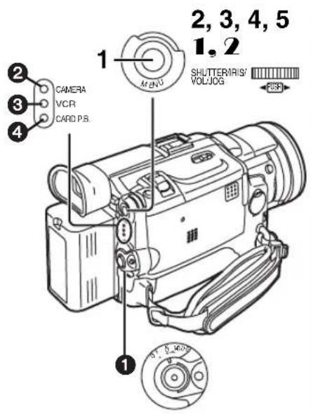 2, 3, 4, 5 1, 2 CAMERA VCR CARD P.B. M ENU SHUTTERIRIS' VOLJOG RISP 1 S. M ONS
