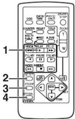 1 2 3 4 OSD COUNTER MULTI RUBP START/STOP DATE/TIME PILOT/SHOT TITLE A.DUB ST-ATT T W SREW PLAY FFI ② ST-ATT/SPAUSE ST-ATT/SPAUSE INDEX ORDER OFF/RESET STOP/RESET READ/RESET ITEM