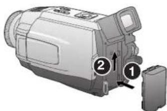 PANASONIC PVDV102 - Insertion du bloc-batterie - 1