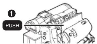 PANASONIC NVGS70 - Appuyez sur le symbole [PUSH] ① pour fermer le support de la cassette. - 1