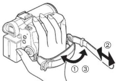 PANASONIC NVGS70 - Reglez la longueur de la courroie et la position du coussinet. - 1