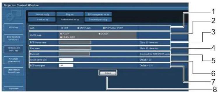 PANASONIC PTEZ570 - ■ Page de configuration d'authentication - 1
