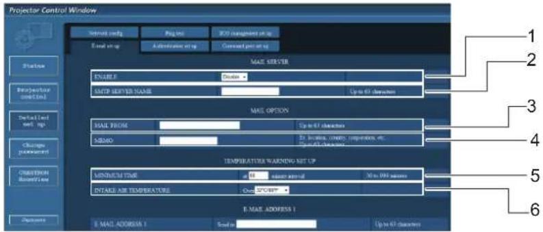 PANASONIC PTEZ570 - E-mail setup page - 1
