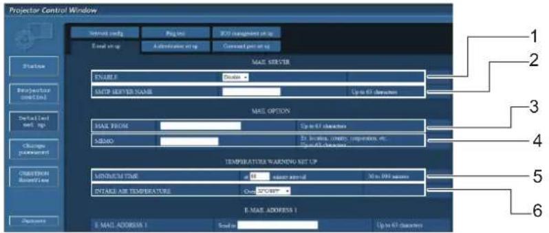 PANASONIC PTEX500 - E-mail setup page - 1