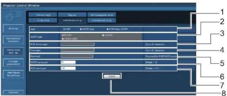 PANASONIC PTEX500 - Page de configuration d'authentication - 1