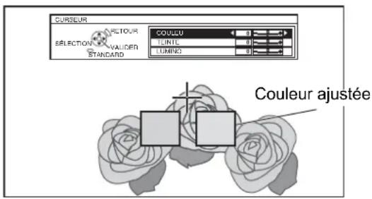PANASONIC PTAE2000E - Réglage de la couleur sélectionnée Sélectionner une couleur et ajuster COULEUI TEINTE et LUMINOSITE. - 3