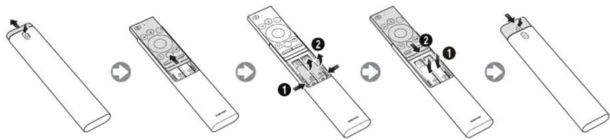 SAMSUNG UE65NU7475U - Colocacao de pilhas no Controlo Remoto Intelligente da Samsung - 1