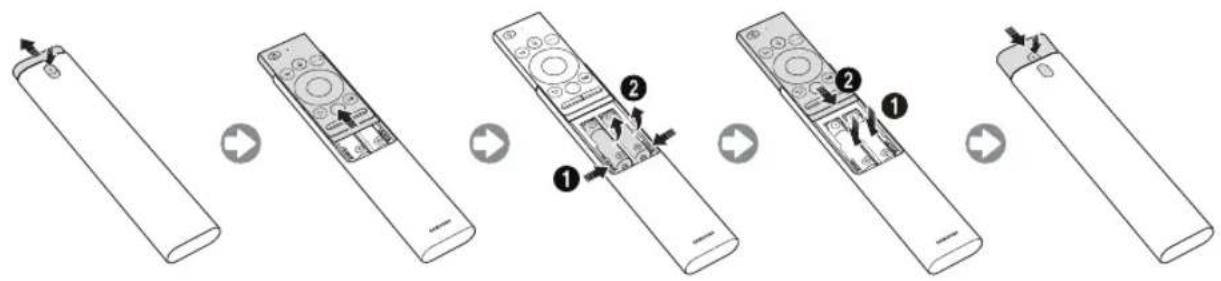SAMSUNG UE65NU7455U - Einsetzen der Batterien in die Samsung Smart Remote - 1