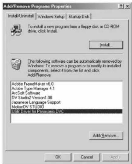 PANASONIC PVDC352 - Uninstalling USB driver - 1