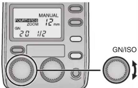 PANASONIC Lumix DMWFL500 - Turn the [GN/ISO] dial, and set the guide number (GN). - 1