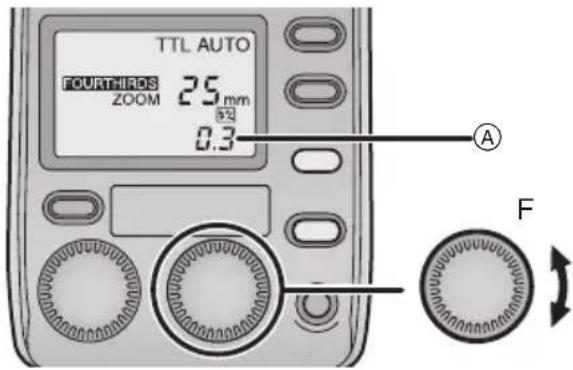 PANASONIC Lumix DMWFL500 - Drehen Sie am [F]-Schalter und richten Sie den Korrekturwert für die Blitzlichtintensität ein. - 1