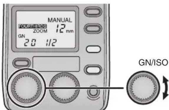 PANASONIC Lumix DMWFL500 - Gire el disco [GN/ISO] y ajuste el número de guía (GN). - 1