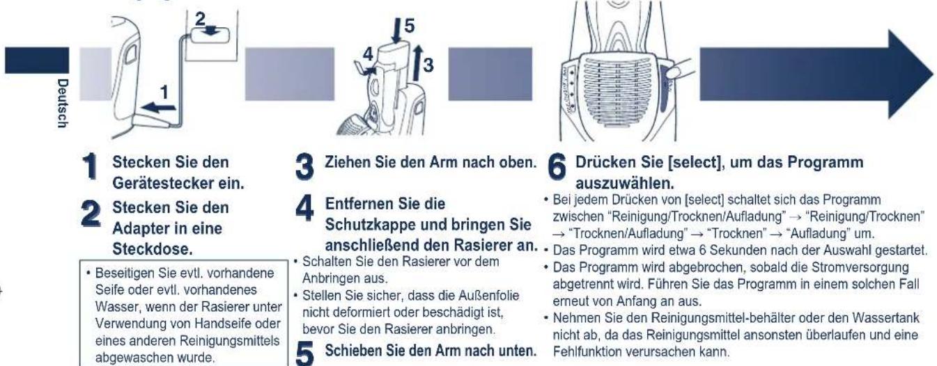 PANASONIC ES7109 - Vorbereitung des Selbstreinigungs-Ladegerats - 7