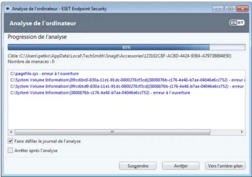 ESET Endpoint Security for Windows - Progression de l'analyse - 1