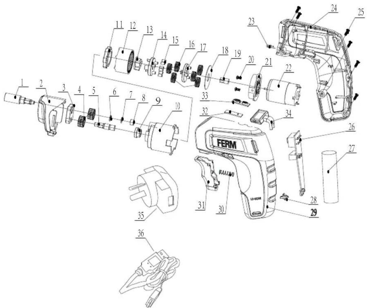 Ferm CDM1132 - Exploded view - 1