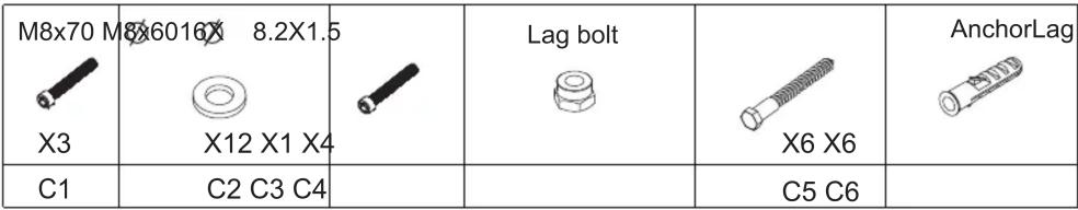 Multibrackets MBC1USD - COMPONENT CHECKLIST - 1