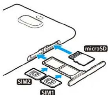 SONY Xperia 10 Plus - Pour insérer les cartes nano SIM et la carte mémoire - 1