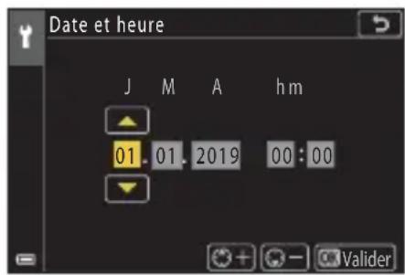 NIKON Coolpix A1000 - Saisissez la date et l'heure actuelles pour l'horloge de l'ordinateil photo et appuyez sur la commande OK. - 1