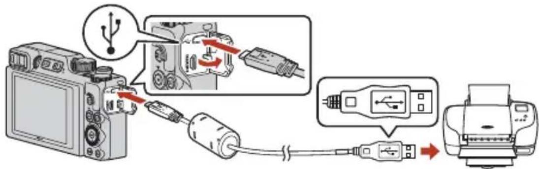NIKON Coolpix A1000 - Mettez l'appareil photo hors tension et connectez-le à l'imprimante à l'aide du cable USB. - 1