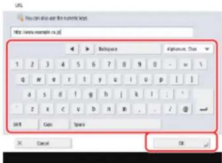 CANON imageRUNNER ADVANCE 4551i - Introduiiu l'URL de la page web que vulgueu visualitzar  premeu [OK]. - 1
