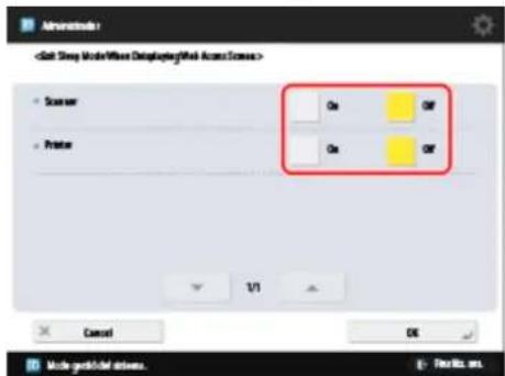 CANON imageRUNNER ADVANCE 4551i - Opcions persorting del mode reposts quam apareix la pantalla Acces a Internet - 1