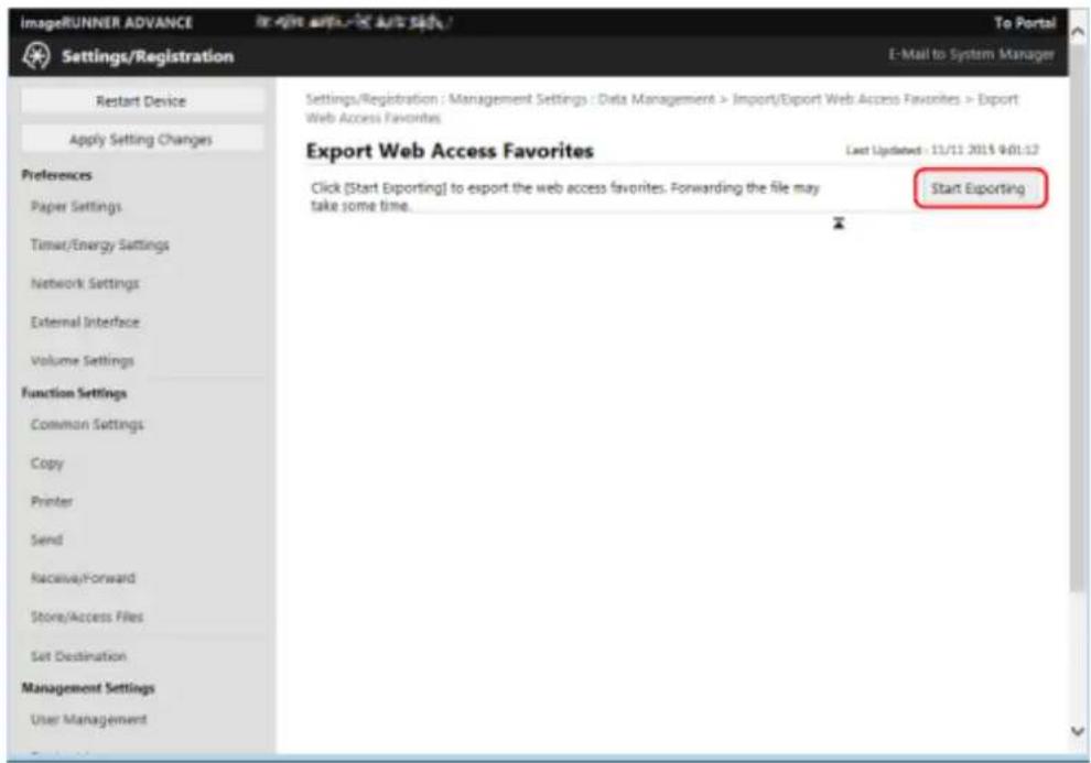 CANON imageRUNNER ADVANCE 4551i - Exportar els favorits a un ordinador - 2