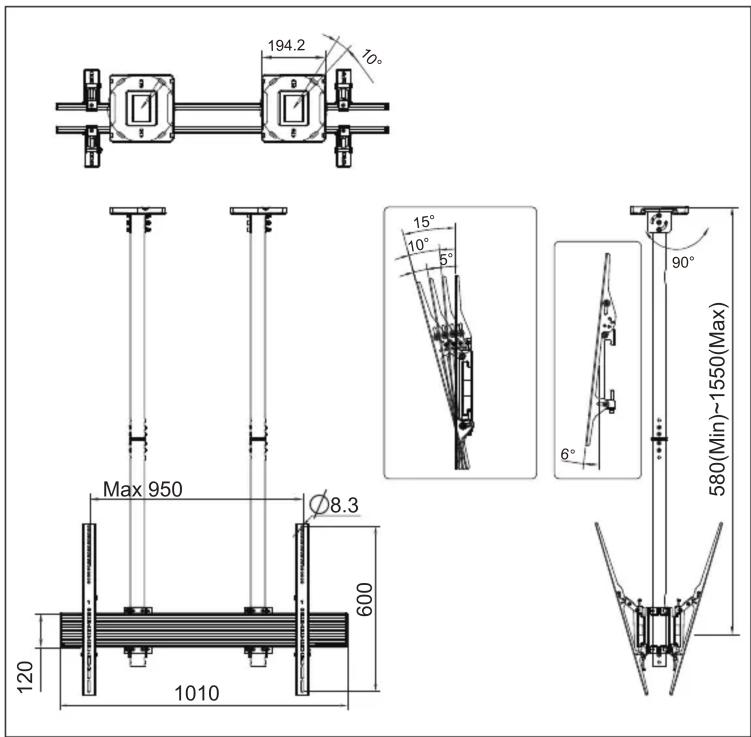 Multibrackets M Ceiling Mount Pro MBC1UX2SD - MBC1UX2SD - 2