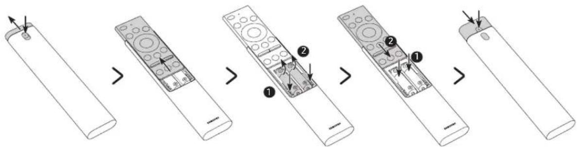 SAMSUNG QLED QE75Q85R - Einsetzen der Batterien in die Samsung Smart Remote - 1