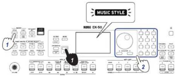 KORG EK50 - Choix d'un style musical et jeu - 1