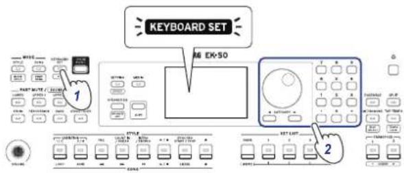 KORG EK50 - Appuyez sur le bouton KEYBOARD SET/[STS]. - 1