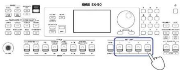 KORG EK50 - Sélectionnez une set list avec les boutons 1-4. - 1