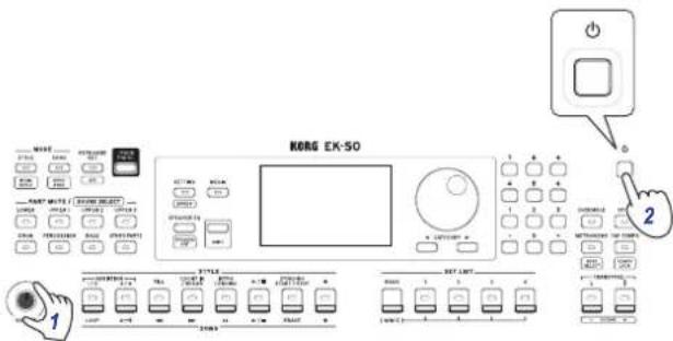 KORG EK50 - Mise sous/hors tension - 1