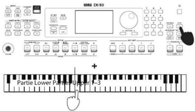 KORG EK50 - Choix de sons différents pour les moitiés gauche et droite du clavier (partage) - 3