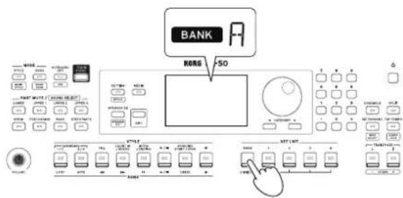 KORG EK50 - Appuyez plusieurs fois sur le bouton BANK/WRITE pour sélectionner la banque. - 1