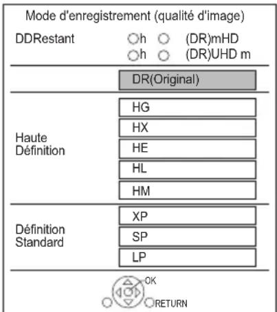 PANASONIC DMRUBC70 - Pour changer le mode d'enregistrement (qualité de l'image) - 1