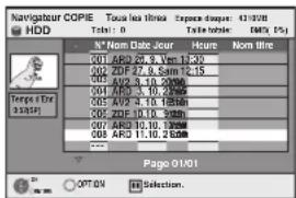 Navigatour COPIE HDD Tempo 1 (Hz) 3:30(P) N° Nom Date Jour 001 ARD 2.9, Vm 17:20 002 ZDF 2.9, Sat 2:15 003 ARD 3.10, 2:00 004 ARD 3.10, 2:00 005 ARD 4.10, 1:50min 006 ARD 4.10, 1:50min 007 ARD 10.10, 1:50min 008 ARD 11.10, 2:50min Page 01/01 OKT ON Selection.