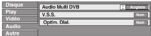 Disque Audio Multi DVB Play V.S.S. Non Vidéo Optim. Dial. Non Audio Autre