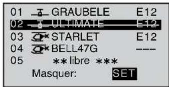 GRAUPNER MX20 HOTT - Masquage des emplacements des mémoires de modele - 2