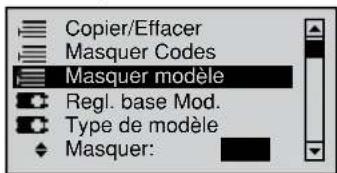 GRAUPNER MX20 HOTT - Masquage de menus sur la liste Multifonctions - 2