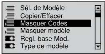 GRAUPNER MX20 HOTT - Masquage de menus sur la liste Multifonctions - 1