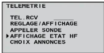 GRAUPNER MX20 HOTT - SELECTION CAPTEUR AFFICHAGE ETAT HF - 4