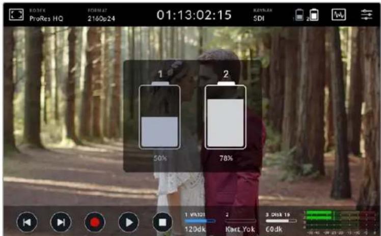 Blackmagic Design Video Assist - Batarya Durumu - 1