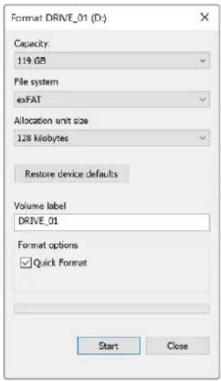 Blackmagic Design Video Assist - Preparing Storage Media on a Windows computer - 1