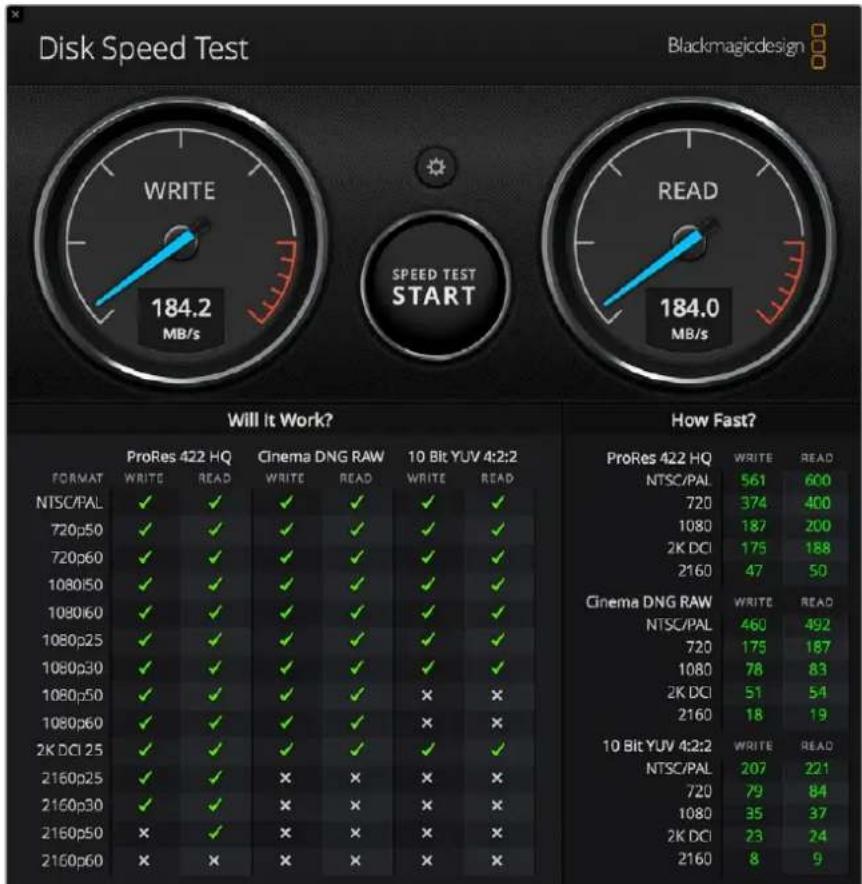 Blackmagic Design Video Assist - Disk Hizinin Kontrol edilmesi - 2